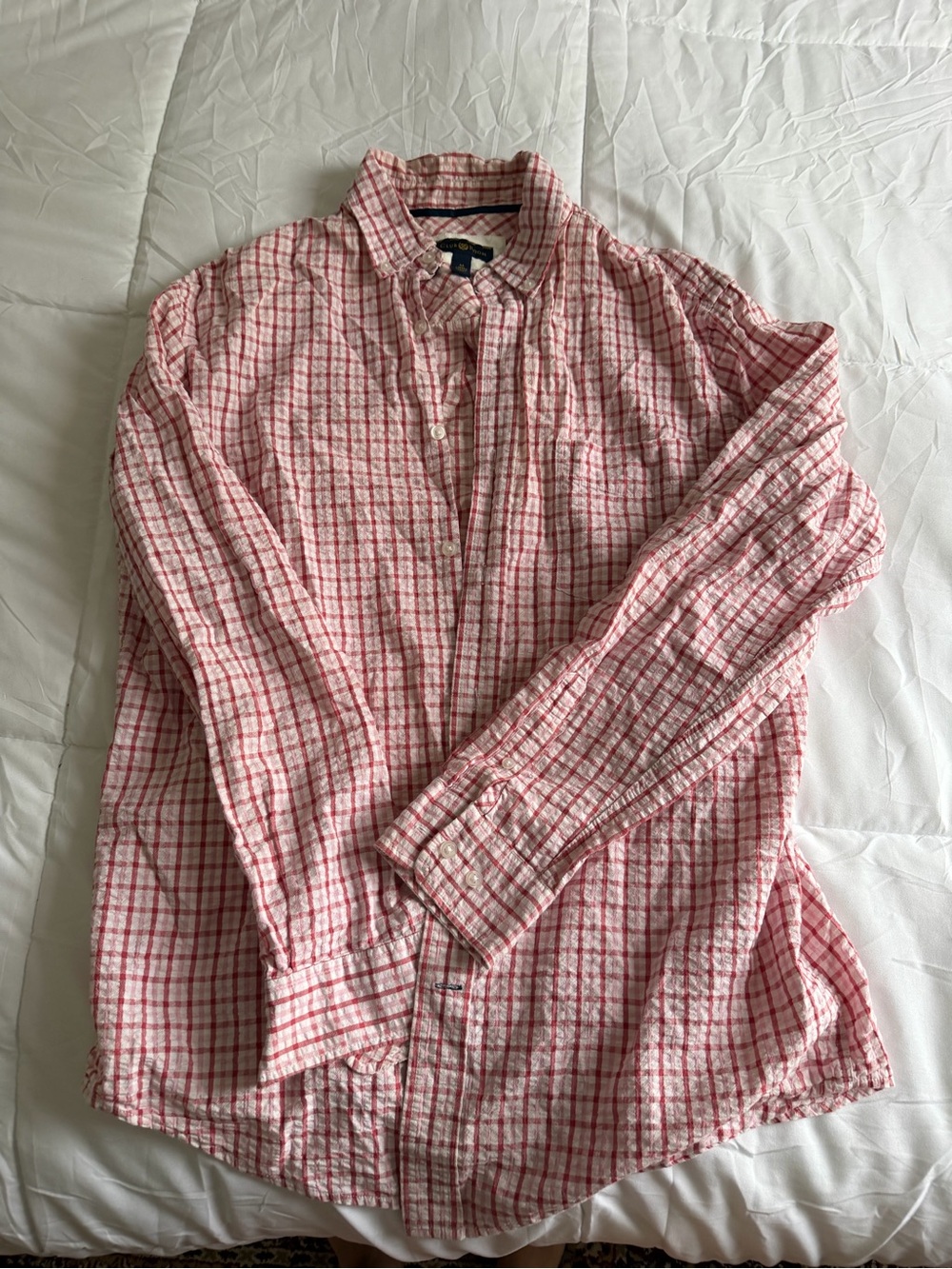 Club Room Pink and White Plaid Button-Down Shirt